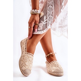 PH1 Kvinders Beige Openwork Espadrilles, Letisa 2