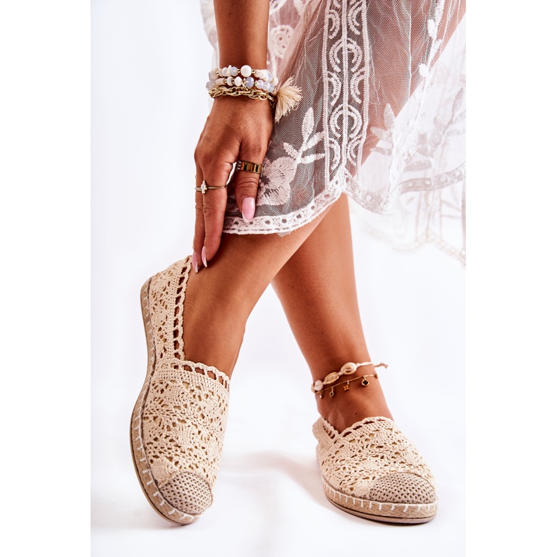 PH1 Kvinders Beige Openwork Espadrilles, Letisa 2