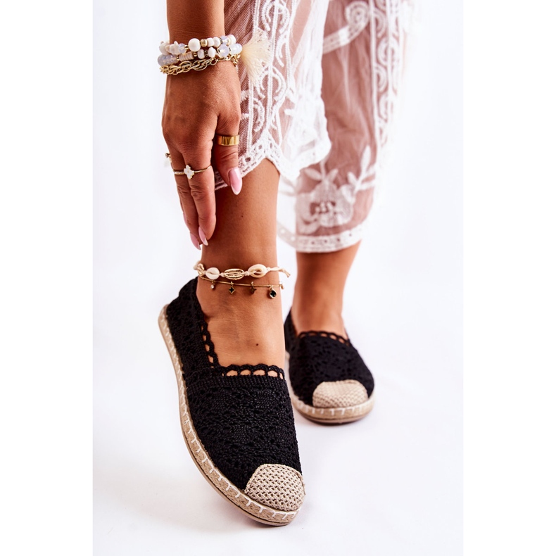 PH1 Kvinders sorte gennembrudte Slip-on Espadrilles 1