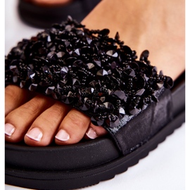 Dame-platformsflip-flops med dekorationer, sort 4