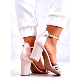 Lewski Shoes Lædersandaler Openwork Lewski 2869 Pearl Pink beige lyserød 5