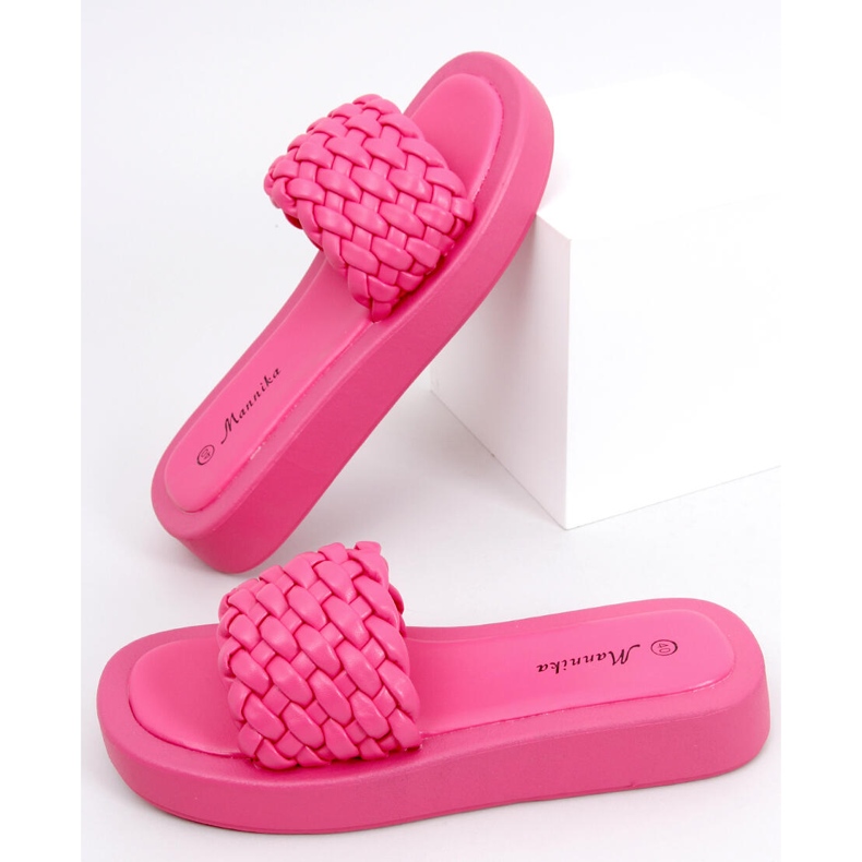 Højhælede sandaler med flettede Elida Fushia striber lyserød 1