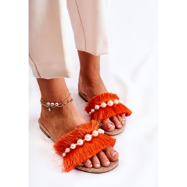 PG2 Tøfler til kvinder med dekorativt orange Ramisa-bælte 5