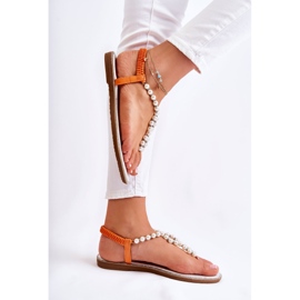 PG1 Moderigtige sandaler flip-flops med perler Orange Isalia 5