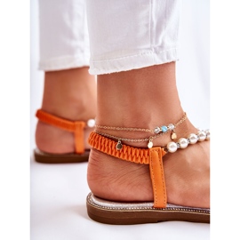 PG1 Moderigtige sandaler flip-flops med perler Orange Isalia 7