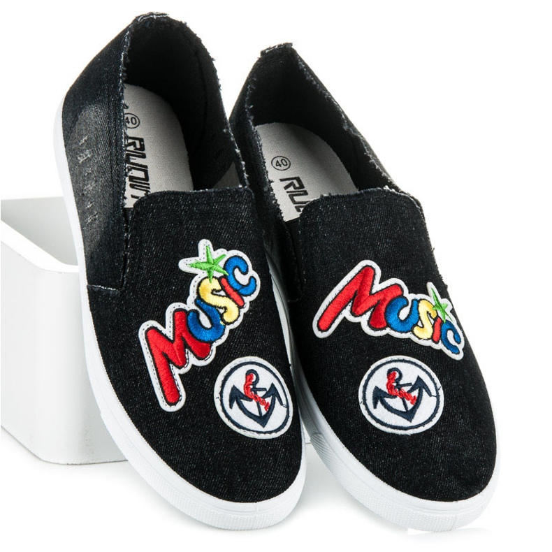 Slipons med lapper sort 1