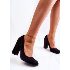 WT1 Klassisk ruskind Pumps On Heel Sort Reiser 2