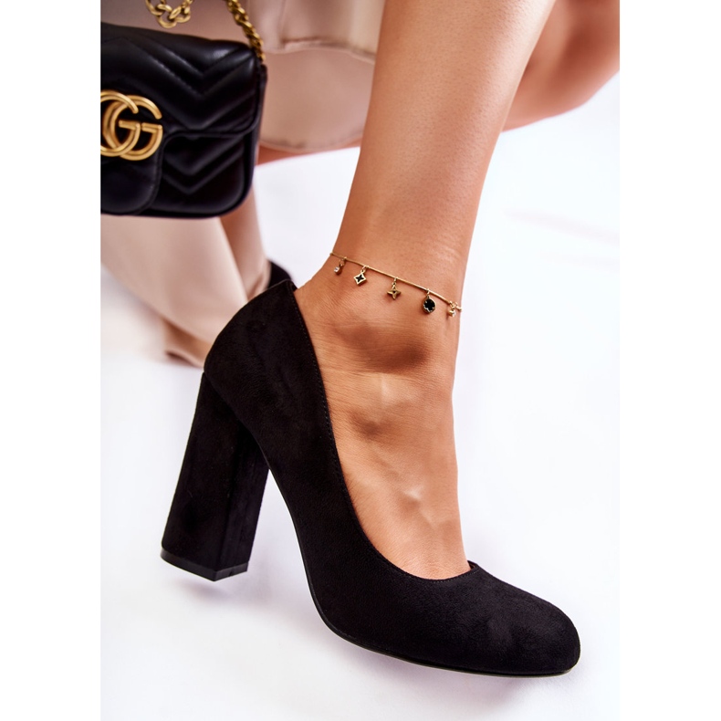 WT1 Klassisk ruskind Pumps On Heel Sort Reiser 1