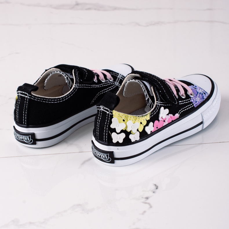 Shelovet lave børnesneakers med sorte blomster flerfarvet 1