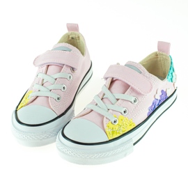 Shelovet lave børnesneakers med lyserøde blomster flerfarvet 2