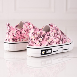 Shelovet børnesneakers med lyserøde blomster hvid gul 1