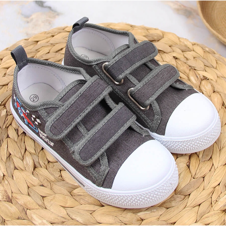 Grå Atletico børnesneakers med velcro 2