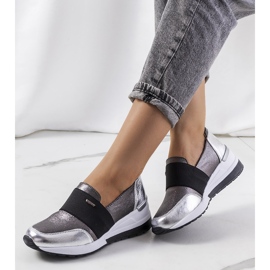Campina sneakers i sølv i læder grå 1
