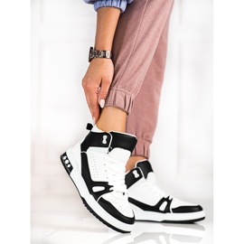 Shelovet høje sneakers med snøre i sort og hvid 2