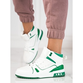 Høje, snørede Shelovet sneakers til kvinder, grønne og hvide 1