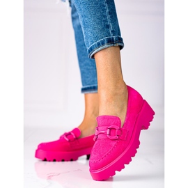Moderigtige dame loafers på fuchsia Vinceza platform lyserød 1
