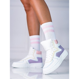 High Shelovet damesneakers lavet af økologisk hvidt og lilla læder violet flerfarvet 1