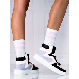 Kvinders high-top Shelovet sneakers lavet af økologisk sort og hvidt læder flerfarvet 2