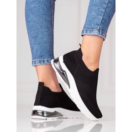 W. Potocki Sorte sportssneakers til kvinder Potocki, stof med glitter 1
