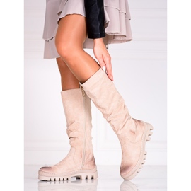 Vinceza Dame Potocki ruskindsstøvler på en tyk beige platform 1