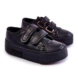 Børne læder sneakers med velcro Big Star KK374054 Sort 10