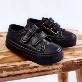 Børne læder sneakers med velcro Big Star KK374054 Sort 2