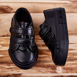 Børne læder sneakers med velcro Big Star KK374054 Sort 5