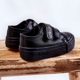 Børne læder sneakers med velcro Big Star KK374054 Sort 4