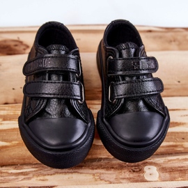 Børne læder sneakers med velcro Big Star KK374054 Sort 7