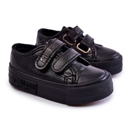 Børne læder sneakers med velcro Big Star KK374054 Sort 6