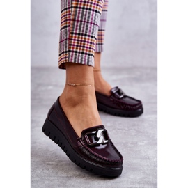 PL5 Loafers i læder til kvinder på Venesia Burgundy-platformen rød flerfarvet 1