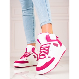 Kvinders high-top Shelovet hvide og pink sneakers lyserød 1