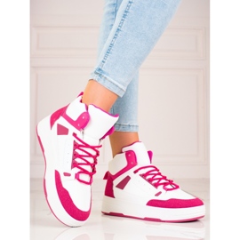 Kvinders high-top Shelovet hvide og pink sneakers lyserød 2