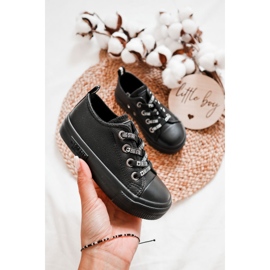 Børne læder sneakers Big Star KK374061 Sort 1
