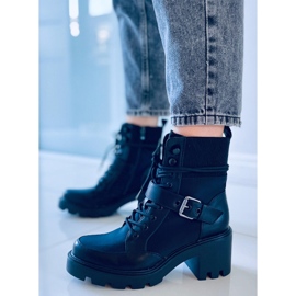 Brooks sorte højhælede støvler med snøre 1