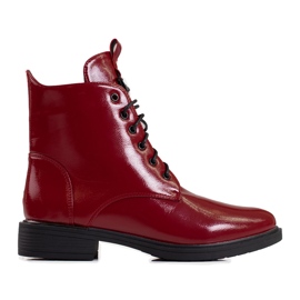 Røde Shelovet-støvler med snøre til kvinder lavet af økologisk patentlæder 2