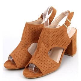 Sandaler gennembrudte høje hæle Stacy Camel JF2007 brun 2