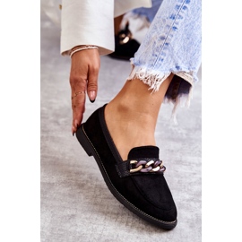 FB2 Dame ruskind loafers med kæde sorte negle 4
