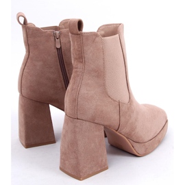 BM Ciara Khaki støvler med bred hæl beige 2