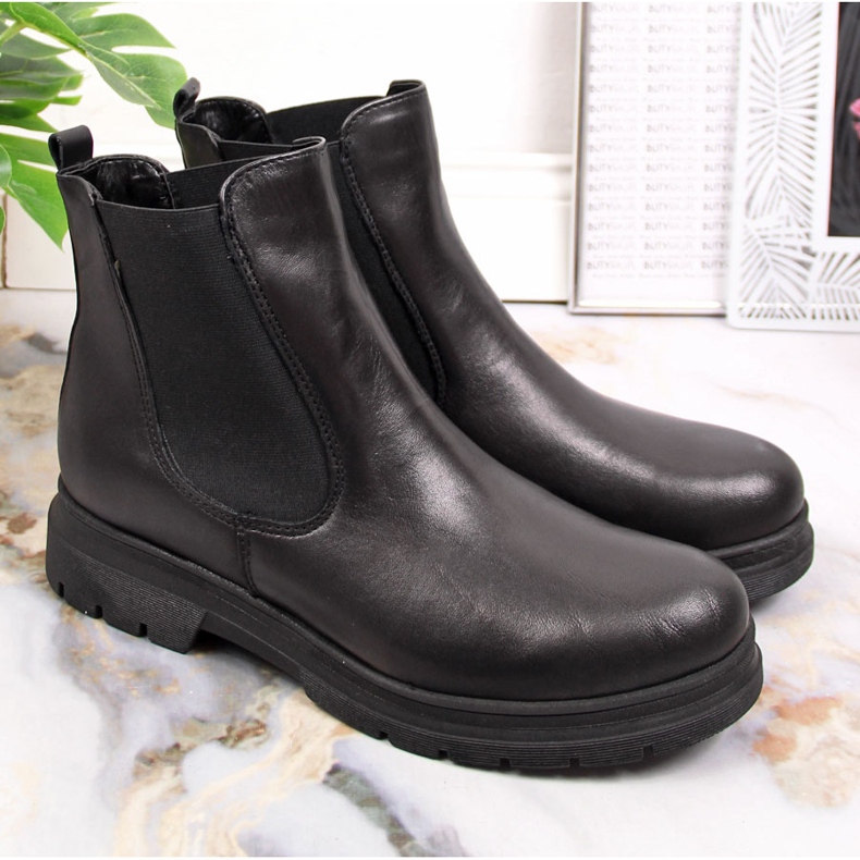 Sorte Dolce Pietro slip-on ankelstøvler i læder 2