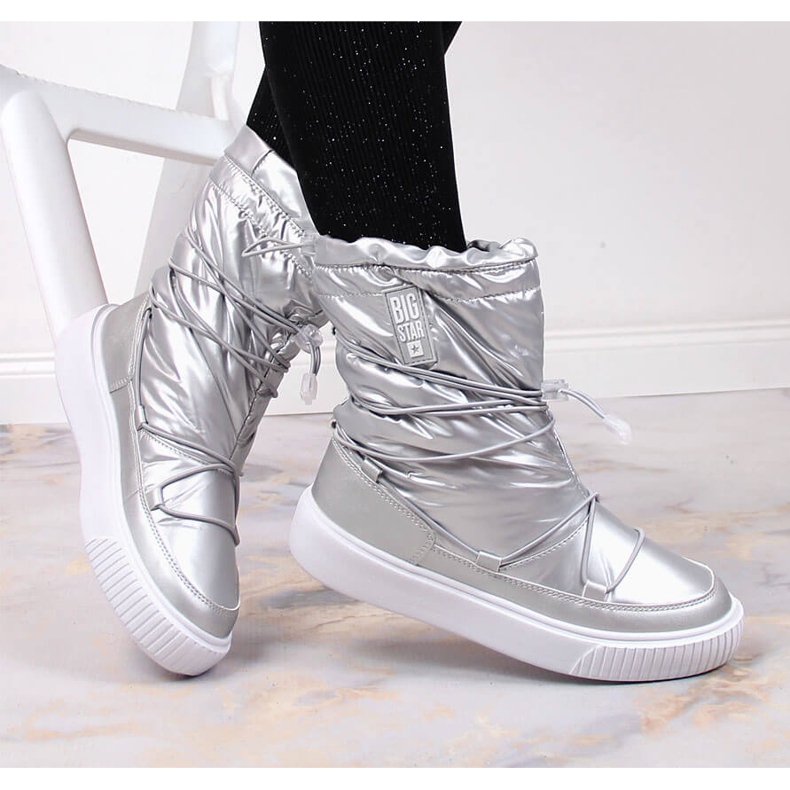 Sølv metallic slip-on snestøvler Big Star KK274195 1