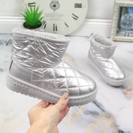 Pigeres sølv, quiltede, quiltede, sølvisolerede slip-on snestøvler Big Star KK374241 1