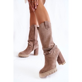 Lewski Shoes Høje kvinders støvler på høj hæl Lewski Sko 3246 Cappucino beige 1