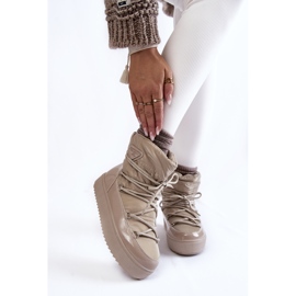 PM1 Moderigtige snestøvler med snørebånd til kvinder Beige Carrios 1