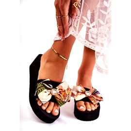 WJ1 Beige Silana Foam Wedge Hjemmesko til kvinder sort flerfarvet 3