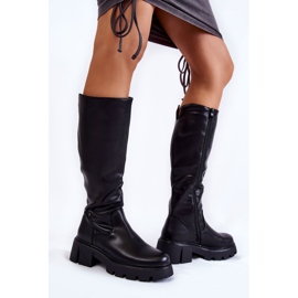 Sergio Leone Knæhøje læderstøvler til kvinder, sort caldera 2