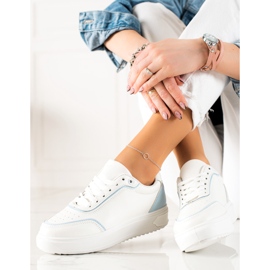 TRENDI Sneakers med blå indsats hvid 2