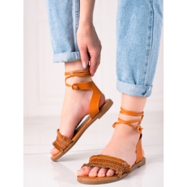 TRENDI Bindede sandaler brun gul 4
