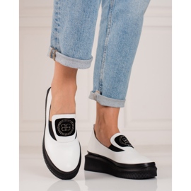 Shelovet-sko i læder til kvinder hvid 2