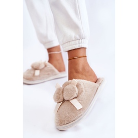 BM Dame pels hjemmesko med pomponer Beige Castello 2